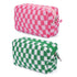 2 Pieces Makeup Bag Pouch Checkered Cosmetic Bag Pink Green, Travel Toiletry Bag Organizer Cute Makeup Brushes Storage Bag for Women...