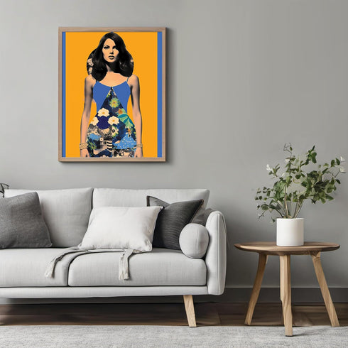 Posterizer 1 pcs-vintage woman with flower dress collage-Retro Art-Abstract & Modern Art-Gift for Art Lovers- UNFRAMED Wall Art...