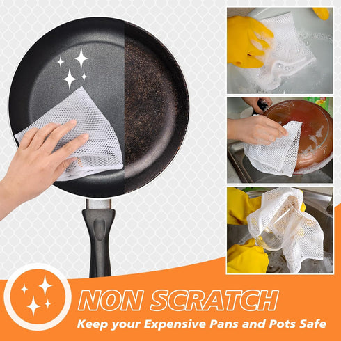 SUNLAND Netted Dish Cloths for Washing Dishes No Odor Dishes Scrubber for Kitchen-Fast Drying and Easy to Clean Mesh Dish Cloth 6 Pack 12Inch x12I...