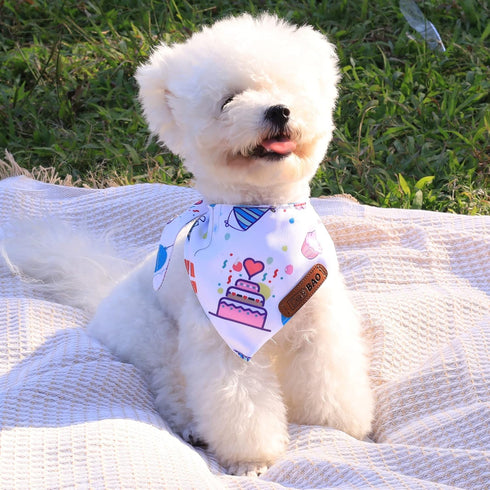 Large Spring Dog Bandanas 4Pack,Dog Scarf,Dog Birthday Bandana,dog bandanas boygirl,Premium Durable Fabric,Adjustable Fit,Unique Shape,Provide Var...
