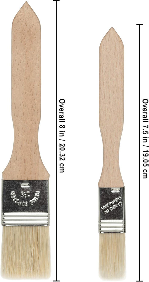 REDECKER Pastry Brushes Set with Untreated Beechwood Handles - 2 Different Sizes - Multi-purpose Brushes - Natural Bristle Basting Brush for Glazi...