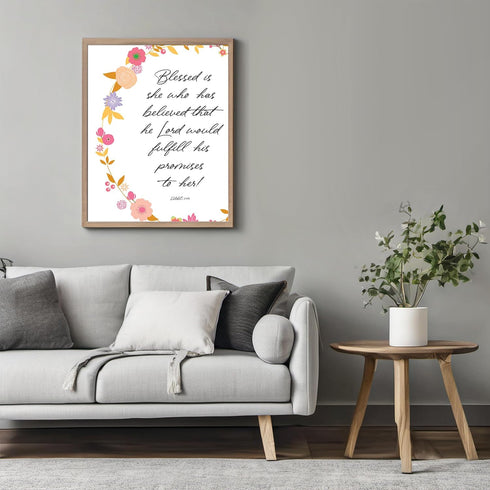 Posterizer 1 pcs-Blessed is She-Positive Quotes-Bible Verse-Religious Posters-Motivational & Inspirational Art-Gifts for Christians - Gift for Dau...