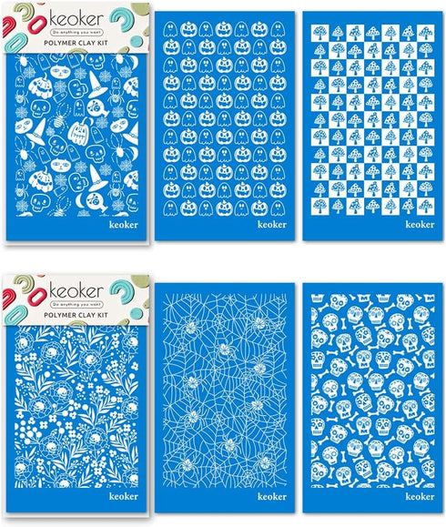 KEOKER Halloween Silk Screen for Polymer Clay, 6 PCS Fall Silk Screen Stencils for Polymer Clay on Clay & Other Jewelry Clay Earrings Decoration, ...