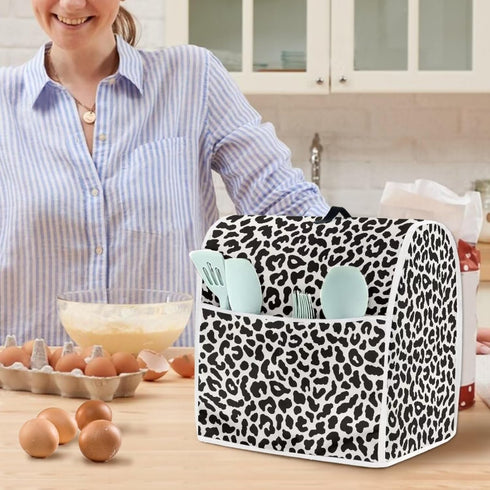 Black White Leopard L Size Mixer Cover Kitchen Bowl Cover Waterproof Dustproof Anti-Sputtering Compatible with 5-8 Qt Bowl-Lift Stand Mixer Kitche...