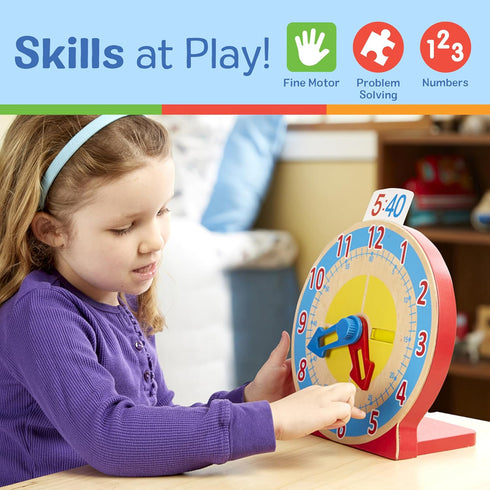 Melissa & Doug Turn & Tell Wooden Clock - Educational Toy With 12+ Reversible Time Cards...