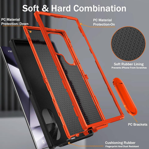 BaHaHoues for Samsung Galaxy S24 Ultra Case, Samsung S24 Ultra Phone Case with Built in Kickstand, Shockproof/DropProof Military Grade Protective ...