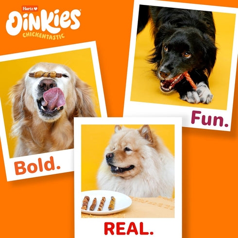 Oinkies Chickentastic Tender Bullies Dog Treats with Real Chicken Breast & Real Beef Bully Stick Flavor, Highly Digestible and Rawhide-Free, 20 Co...