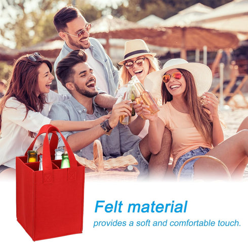 PATIKIL 4 Bottle Wine Carrier Tote Bag, 2 Pack Wine Bottle Carrying Bag with Divider Reusable Wine Storage Bag Felt Grocery Bags Portable Gift Bag...