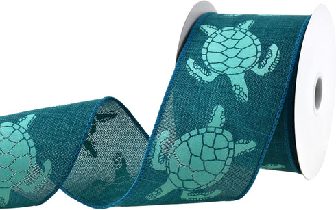 Homeford Sea Turtle Wired Ribbon, Teal, 2-1/2-Inch, 10-Yard...