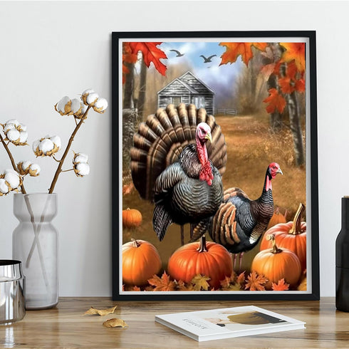 Kaliosy 5D DIY Diamond Art Kits for Adults Halloween by Number Kits, Diamond Painting Thanksgiving Pumpkin Turkey Full Drill Arts Wall Decoration ...