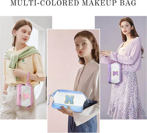 Initial Makeup Bag, Travel Cosmetic Bag Makeup Organizer Bag Cute Makeup Bag Waterproof Toiletry Bag, Teen Girl Gifts Girl Birthday Gift Birthday ...