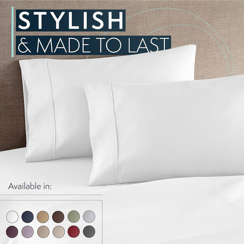 HC Collection Pillow Cases Standard Size/Queen Size Set of 2- Microfiber, Extra Soft Pillowcases - Easy Care & Machine Washable - White...