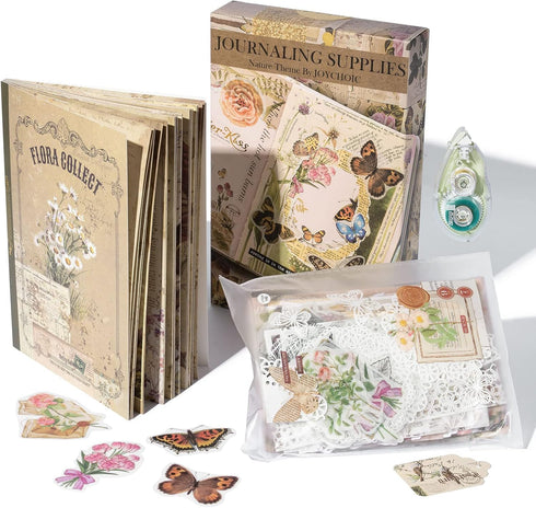 JOYCHOIC Vintage Journaling Kit for Beginners, 301 Pcs Scrapbooking Material Junk Journal Supplies, Scrapbook Paper Aesthetic Stickers Ephemera, A...