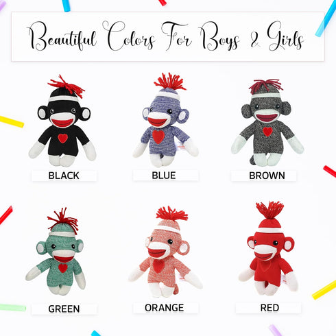 Adorable Sock Monkey 6 Inches, The Original Traditional Hand Knitted Stuffed Animal Toy Gift-for Kids, Babies, Teens, Girls and Boys Baby Doll Pre...