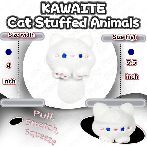White Cat Stuffed Animals, Kawaii Cat Plushies for Girls and Boys, Soft Cats Mini Plush Toy Key Chains, Fun Cuddly Plush Toys for Kids, Stuffed An...