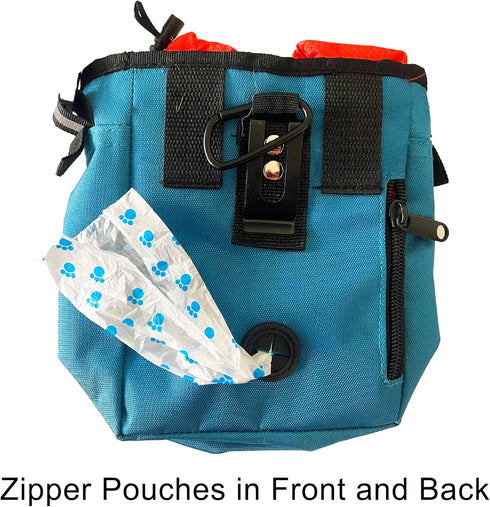 Jalousie Dog Training Pouch with Training Clicker and Water Bowl - 5 Ways to Wear - Carry Toys, Treats for Positive Reinforcement - Built-in Poop ...
