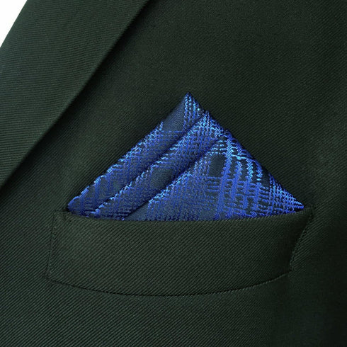 S&W SHLAX&WING Ties for Men Silk Neckties Extra Long Cobalt Blue Plaid Matching Bow-tie with Pocket Square...