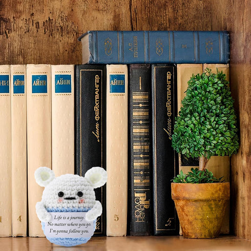 Mini Funny Positive Mouse, 3 Inch Positive Mouse Crochet Cute Wool Funny Knitted Positive Mouse Doll Cheer up Gifts for New Year Gift Birthday Gif...