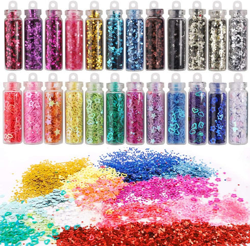 HOLICOLOR 110pcs Slime Making Kit, Add Ins, Accessories, Glitter, Foam Balls, Fishbowl Beads, Sequins, Shells, Candy Charms, Cups for Slime Party...