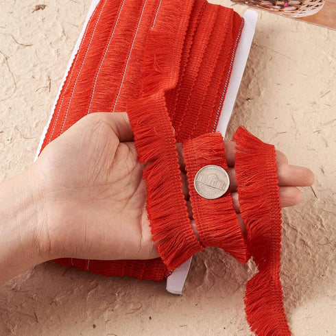 MegaPet Polyester Fringe Tassel Lace Trim 1 Inch x 82 Feet Chainette Fringe Fibre Trim DarkRed for Sewing Quilting Lampshade Curtain Decoration...