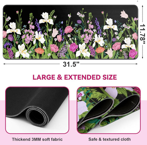 Large Gaming Mouse Pad Keyboard Pad 31.5 x 11.8in Gaming Pad Black Mouse Pad with Anti-Slip Rubber Base, Extended Mouse Mat XL Mouse Pad Large Mou...