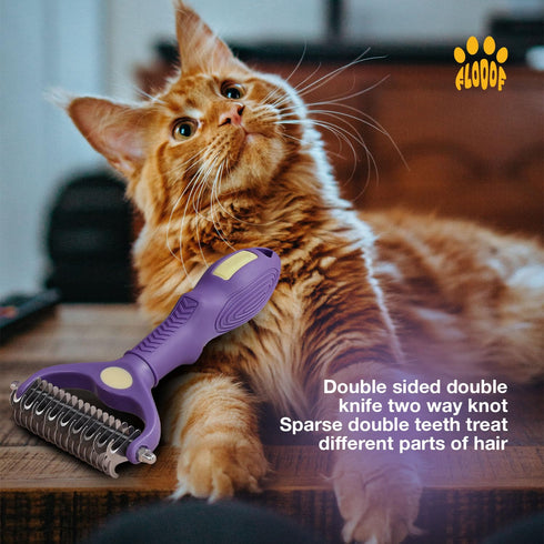 Double-Sided Deshedding & Dematting Tool Open Knot Brush for Dogs & Cats - Premium Pet Grooming Comb for Shedding and Tangle-Free Fur - Ultimate C...