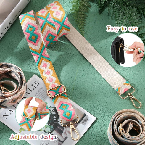 3 Pcs Purse Straps for Handbags Replacement Wide Shoulder Strap Adjustable Strap for Crossbody Bag Canvas Bag Women (Rhombus)...