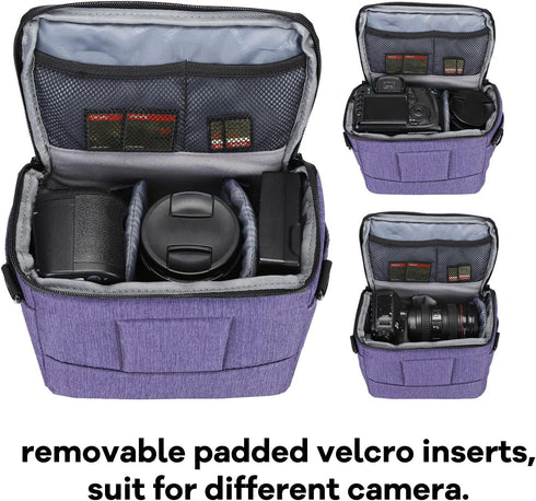 G-raphy Camera Bag DSLR SLR Bag Waterproof Camera Messenger Bag Photography Bag with Pu Leather Handle Camera Accessories for Men Women (Purple)...