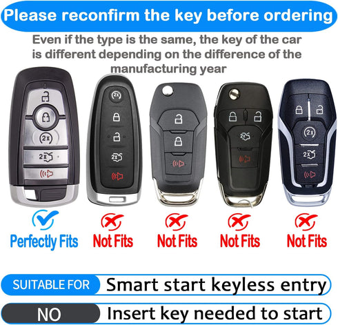 Tukellen for Ford Leather Key Fob Cover with Keychain Compatible with Ford Explorer Mustang Fusion Escape F150 F250 F350 F450 F550 Edge-Pink...