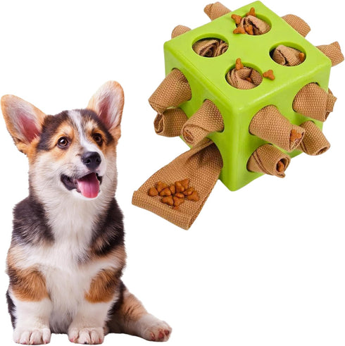 Fossa Dog Enrichment Puzzle Toy, Interactive Snuffle Ball for Dogs Encourage Stimulation Food Foraging Skill, Resistant Rope to Hide Treat for Agg...