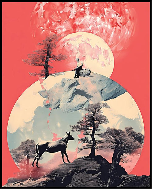 Posterizer 1 pcs-nature landscape surreal collage-Abstract & Modern Art-Astronomy & Celestial Art-Gift for Nature, Surfers and Beach Lovers- UNFRA...