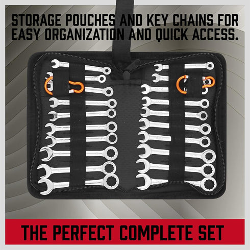 Premium Midget Wrench Set - 22-Piece Mini Combination Wrench Set Metric & SAE Ignition Wrench Set 4-10mm & 5/32'' to 7/16'' Lightweight Small Wren...