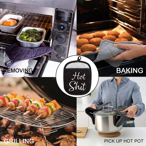Funny Oven Pads Pot Holder with Pocket for Baker Hot Shit Humor Gift Gag Baking Gift (Hot Shit)...