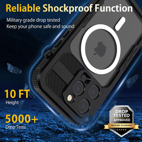 iPhone 14 Pro Case Waterproof,Full-Body Shockproof,Dustproof, Anti-Scratch, Anti-Stain,Camera Lens Protector Phone Case with Build-in Screen Prote...