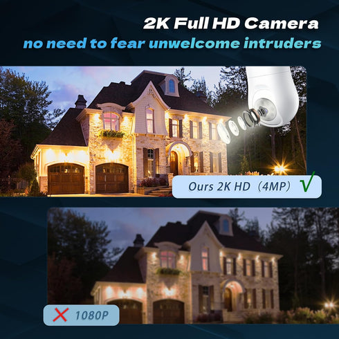 MCJ 2K / 4MP Light Bulb Security Camera 5G & 2.4G WiFi Security Cameras Wireless Outdoor Indoor 360 Camera for Home with Color Night Vision Motion...