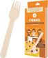 EQUO Wooden Disposable Forks (Pack of 15) - Plastic-free, Home-compostable, Heat-safe Utensils for Parties, Events, Camping & More...