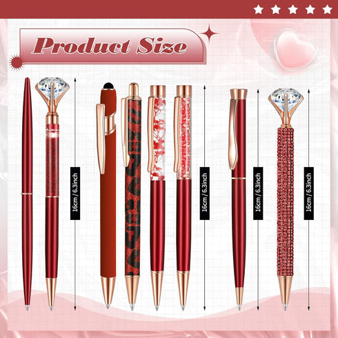 8 Pcs Ballpoint Pen for Women Pretty Cute Fancy Black Ink Pens for Journaling Liquid Sand Glitter Pen Bridal Shower Gifts for Wedding Women Office...