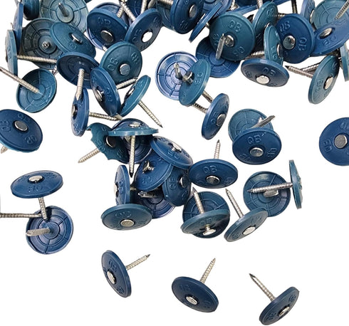 (100 Pack) Round Plastic Cap Nail 1 Inch Roofing Nails Galvanized Tar Paper Nails for House Wrap Fastening Foam Board Roofing Felt Insulation Film...