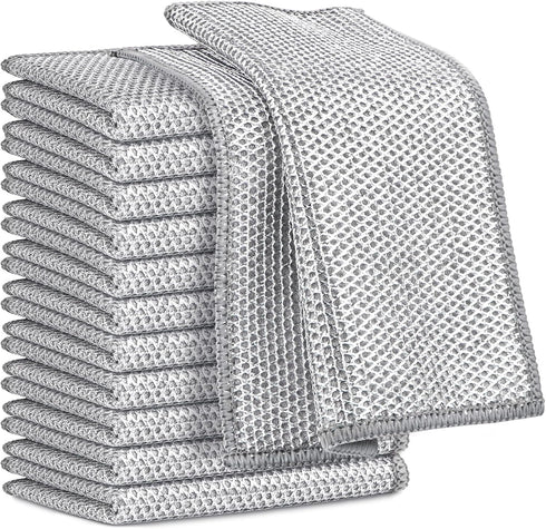 AIDEA Multipurpose Wire Dishwashing Rag for Wet and Dry, 12PK Multipurpose Cleaning Pads, Non-Scratch Wire Dishcloths for Cookware, Sinks, Dishes,...