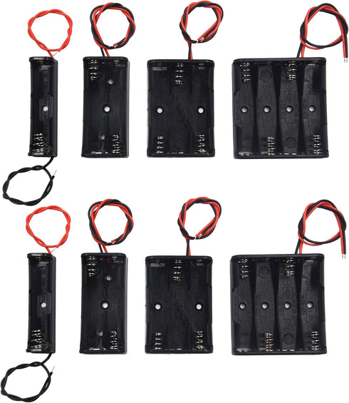 (Pack of 8) AAA Battery Holder Bundle 2Pcs Single AAA Battery Holder, 2Pcs 2X 1.5V 2 AAA Battery Holder, 2Pcs 3 AAA Battery Holder with Wires, 2Pc...