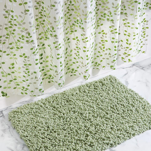 iDesign Vine Waterproof PEVA Bathroom Shower Curtain - 72" x 72", Green/White...