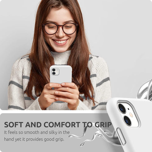 SURPHY Compatible with iPhone 11 Case 6.1 inch, Thickening Design Liquid Silicone Phone Case (with Microfiber Lining) for iPhone 11 2019, White...