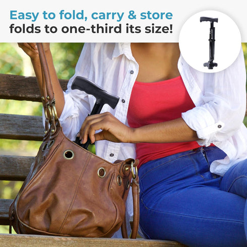 HurryCane Freedom Edition Foldable Walking Cane with T Handle...