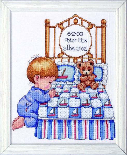 Tobin Bedtime Prayer Boy, 11 x 14 Counted Cross Stitch Kit, White, by The Yard...