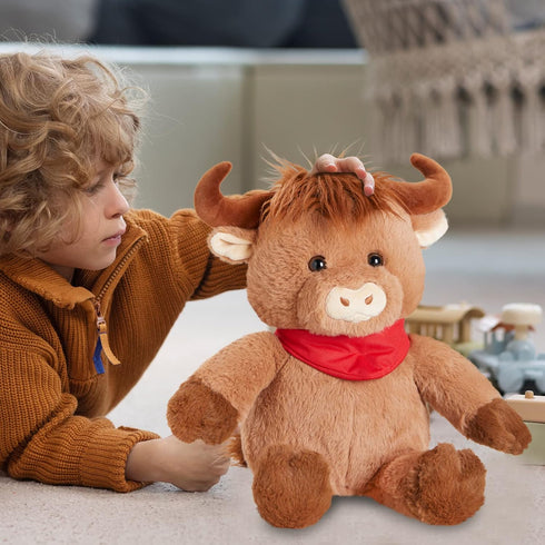 Houwsbaby 12" Highland Cow Stuffed Animal Scottish Highland Cow Plush Toys for Babies,Kids, Women Easter Valentine for Boys and Girls Women...