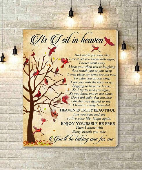 KEJPU Canvas Wall Art Cardinal Canvas As I Sit In Heaven You'll Be Talking One For Me Artwork for Living Room Office Decor Framed Ready to Hang 8"...