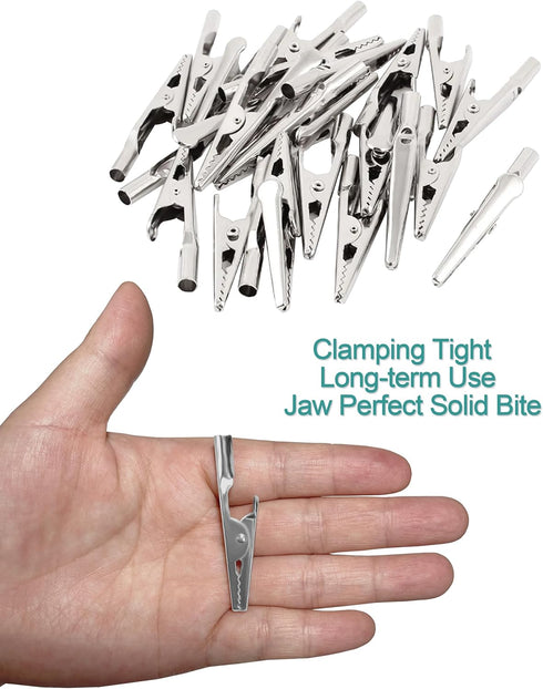 25 Pcs 2 Inches / 51 mm Metal Alligator Clip Spring Clamps,Silver Tone Nickel Plated, used in laboratory electric testing work and Cable Lead Clip...