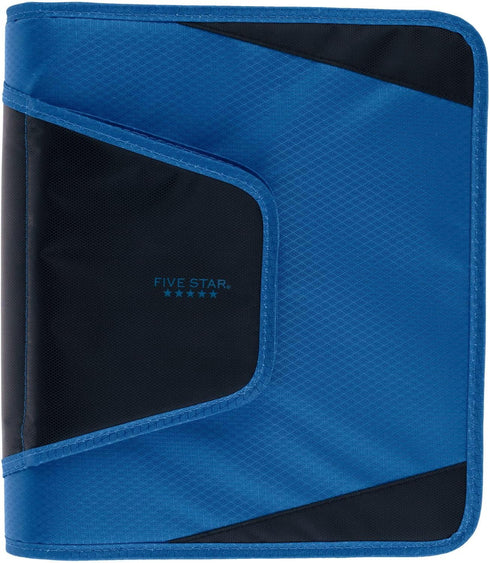 Five Star Zipper Binder, 1-1/2 Inch 3-Ring Binder for School, 3 Pocket Expanding File, 500 Sheet Capacity, Blue (72202)...