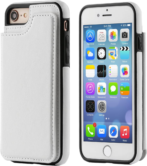 ONETOP for iPhone SE(2022) iPhone SE(2020) iPhone 7/8 Wallet Case with Card Holder, Premium PU Leather Kickstand Card Slots, Double Magnetic Clasp...
