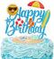 LINGBOOM Summer Beach Happy Birthday Cake Topper - Blue Glitter - 10.7*15 cm/4.2*5.9 inches - Multicolored - Birthday Occasion...